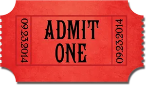 Red Admit One Ticket Graphic PNG Image