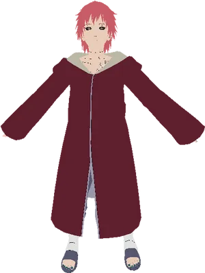 Red Akimono Anime Character PNG Image