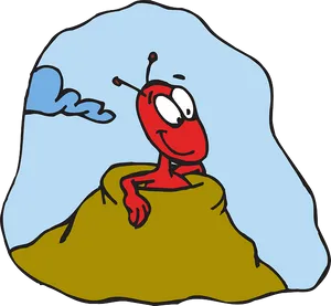 Red Ant On Mound Illustration.png PNG Image