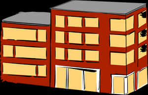 Red Apartment Building Illustration PNG with transparent background