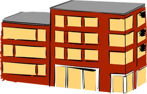 Red Apartment Building Illustration PNG Image