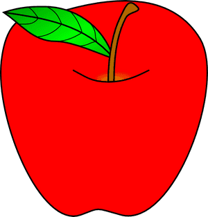 Red Apple Cartoon Illustration PNG image with transparent background