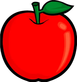 Red Apple Cartoon Illustration PNG Image