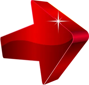 Red Arrow Icon Glossy Finish PNG Image