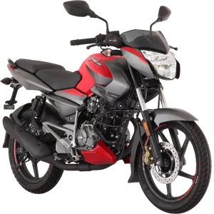 Red Bajaj Pulsar Motorcycle Profile View PNG Image