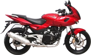 Red Bajaj Pulsar Motorcycle Transparent Background PNG Image