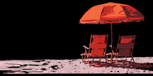 Red Beach Umbrellaand Chairs PNG image with transparent background