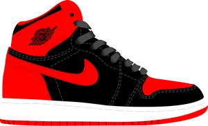 Red Black Air Jordan1 Sneaker Illustration PNG Image