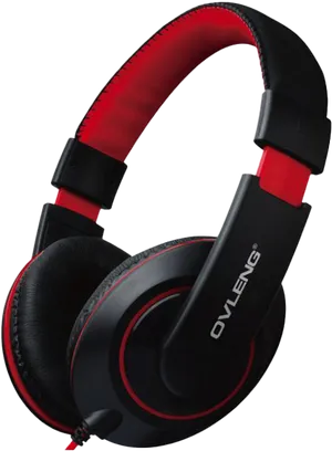 Red Black Over Ear Headphones PNG Image