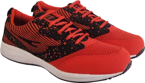 Red Black Sports Shoes PNG Image