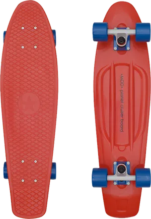 Red Blue Penny Skateboard PNG Image