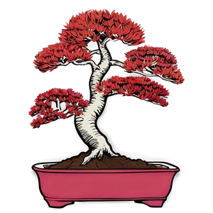 Red Bonsai Tree Drawing Png 64 PNG Image