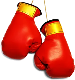 Red Boxing Gloves Hanging PNG Image