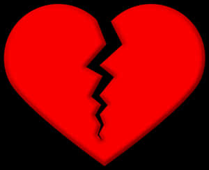Red Broken Heart Graphic PNG image with transparent background