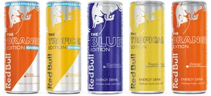 Red Bull Energy Drink Flavors Lineup PNG Image