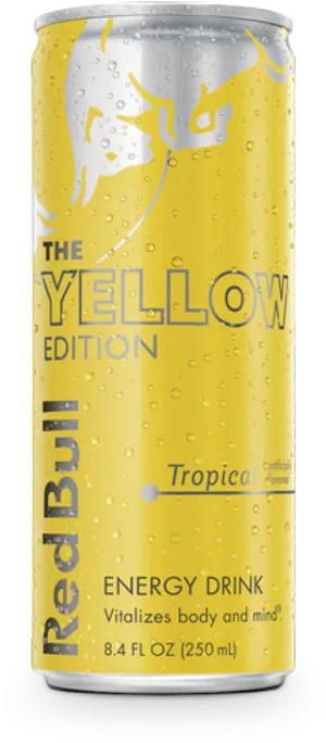 Red Bull Yellow Edition Tropical Flavor PNG Image