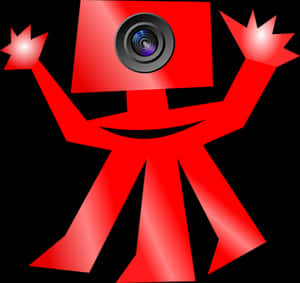 Red Camera Character Celebration PNG image with transparent background