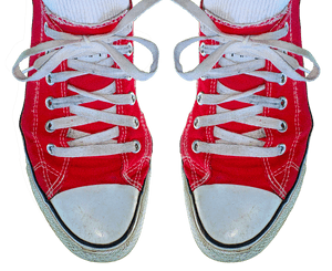 Red Canvas Sneakers Top View PNG image with transparent background