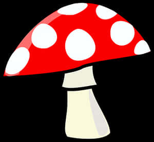 Red Capped Mushroom Cartoon PNG with transparent background