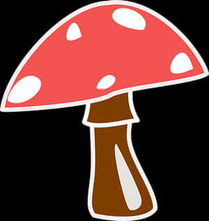 Red Capped Mushroom Cartoon PNG with transparent background