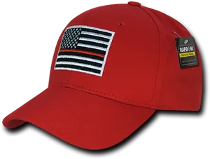 Red Capwith American Flag Patch PNG Image