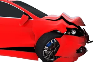 Red Car Crash Damage Isolated Background.png PNG Image