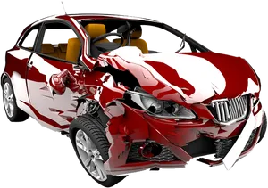 Red Car Severe Frontal Damage.png PNG Image