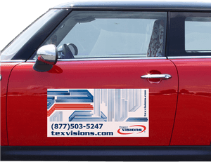 Red Car Side Viewwith Advertisement PNG image with transparent background