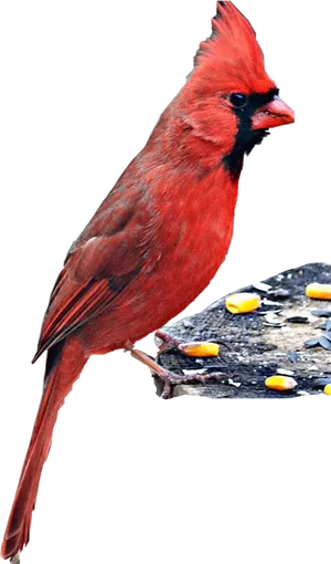 Red Cardinal On Feeder.png PNG Image