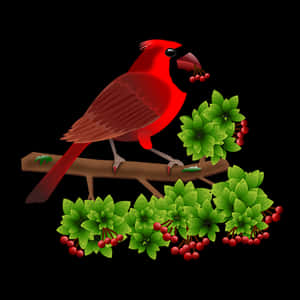Red Cardinalon Branch PNG image with transparent background