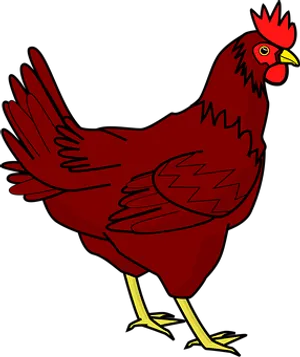 Red Cartoon Chicken Illustration PNG Image