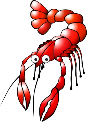 Red Cartoon Crayfish Illustration PNG Image