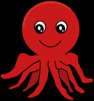 Red Cartoon Octopus PNG image with transparent background