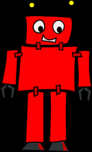 Red Cartoon Robot Smiling PNG image with transparent background