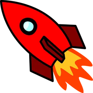 Red Cartoon Rocket Clipart PNG Image