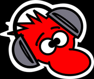 Red Character Headphones Sticker PNG image with transparent background