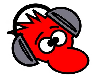 Red Character Headphones Sticker PNG Image