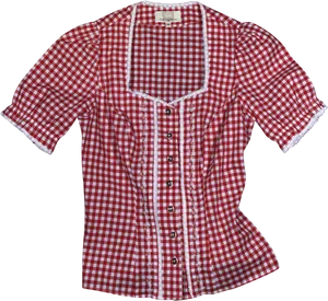 Red Checkered Blousewith Lace Trim PNG Image