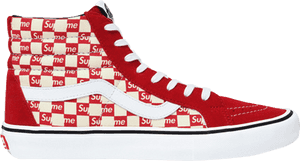 Supreme X Sk8-hi Pro 'checkered Red' - Checkered Vans X Supreme PNG image with transparent background