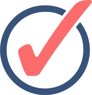 Red Checkmark Blue Circle Graphic PNG Image