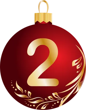 Red Christmas Ball Number2 PNG Image