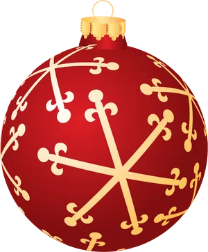 Red Christmas Ballwith Golden Decorations.png PNG Image