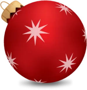 Red Christmas Ballwith Stars PNG Image