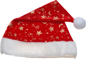 Red Christmas Hatwith Gold Patterns PNG Image