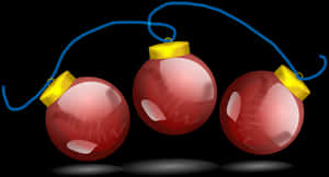 Red Christmas Ornaments Black Background PNG image with transparent background