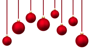 Red Christmas Ornaments Hanging Against Black Background.jpg PNG Image