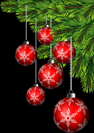 Red Christmas Ornaments Hanging PNG