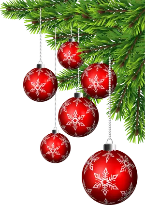 Red Christmas Ornaments Hanging PNG Image