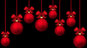 Red Christmas Ornamentswith Bows PNG image with transparent background
