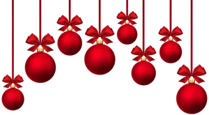 Red Christmas Ornamentswith Bows PNG Image
